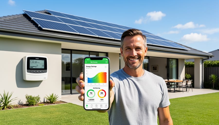 Close-up of electricity meter showing reverse rotation from solar panel generation