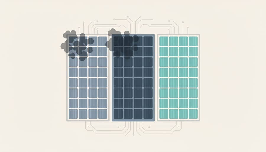 Solar panel partially shaded by surrounding tree foliage