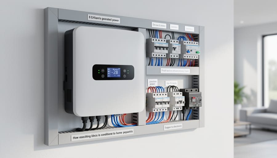 Solar inverter and electrical disconnect mounted on a home exterior wall